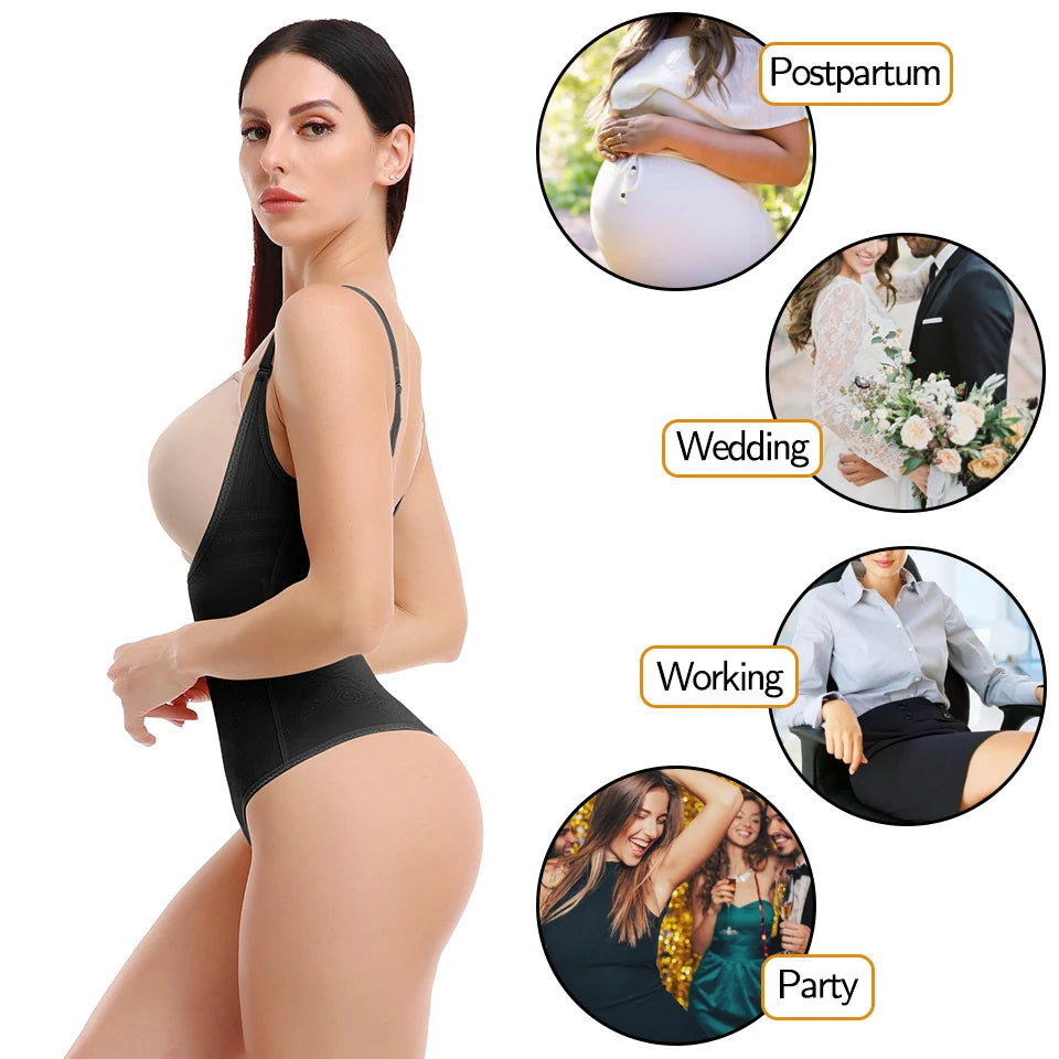 SexyStyle Women Shapewear Bodysuit Thong Panty Body Shaper Waist Trainer Corrective Underwear Tummy Control Shapewear Fajas Colombianas