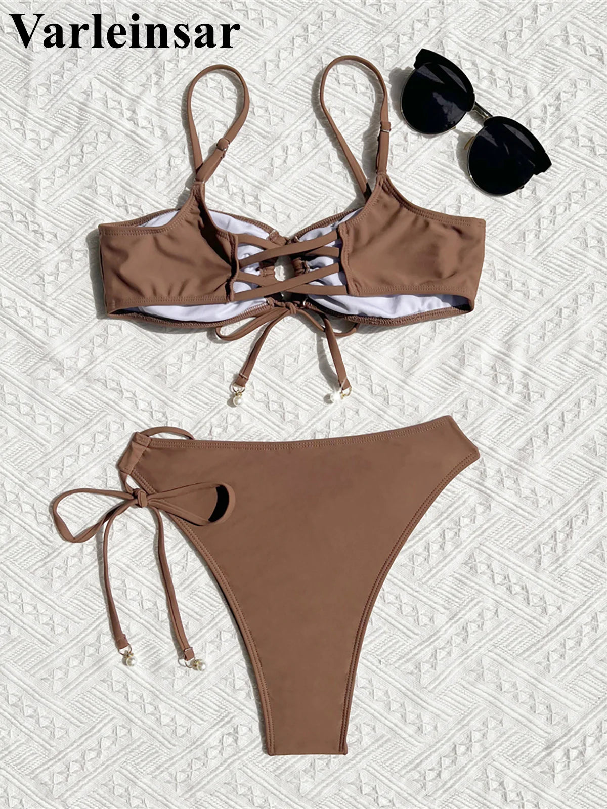 Sexystyle S - XL Asymmetric Wrinkled Cut Out Bikini Women Swimwear Female Swimsuit Two-pieces Bikini set Bather Bathing Suit Swim V5679