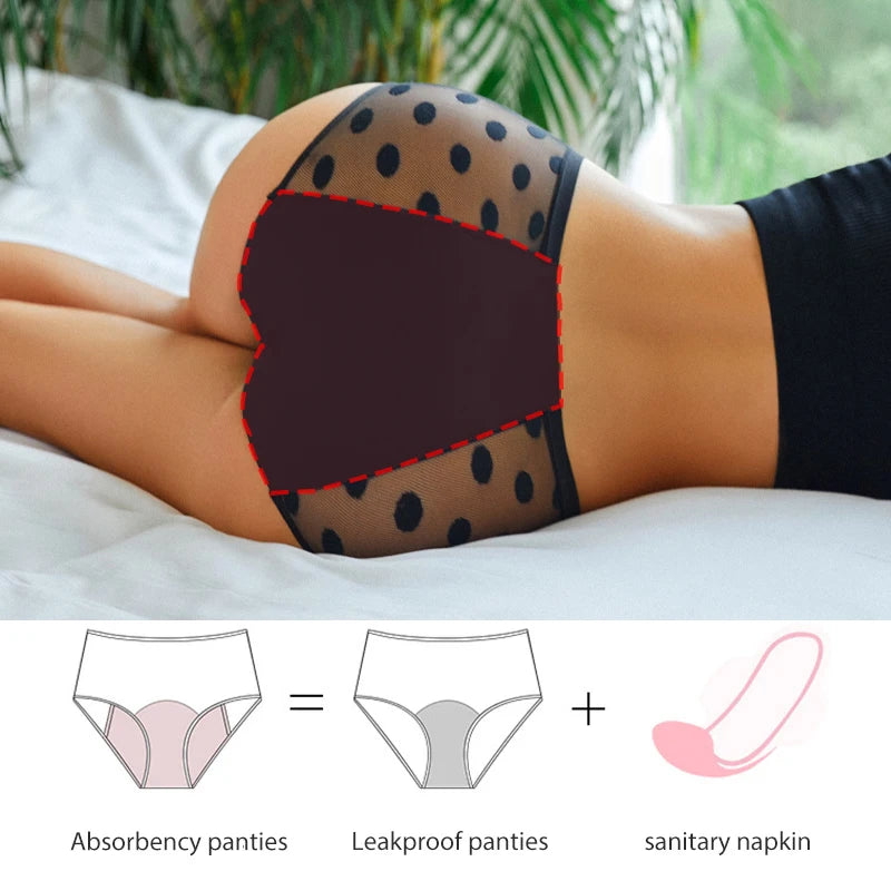 SexyStyle Menstrual Panties Heavy Flow Period Underwear For Women 4 Layer Leak Proof Lace Physiological Sanitary Brief Breathable Lingerie - MiroleekNeto