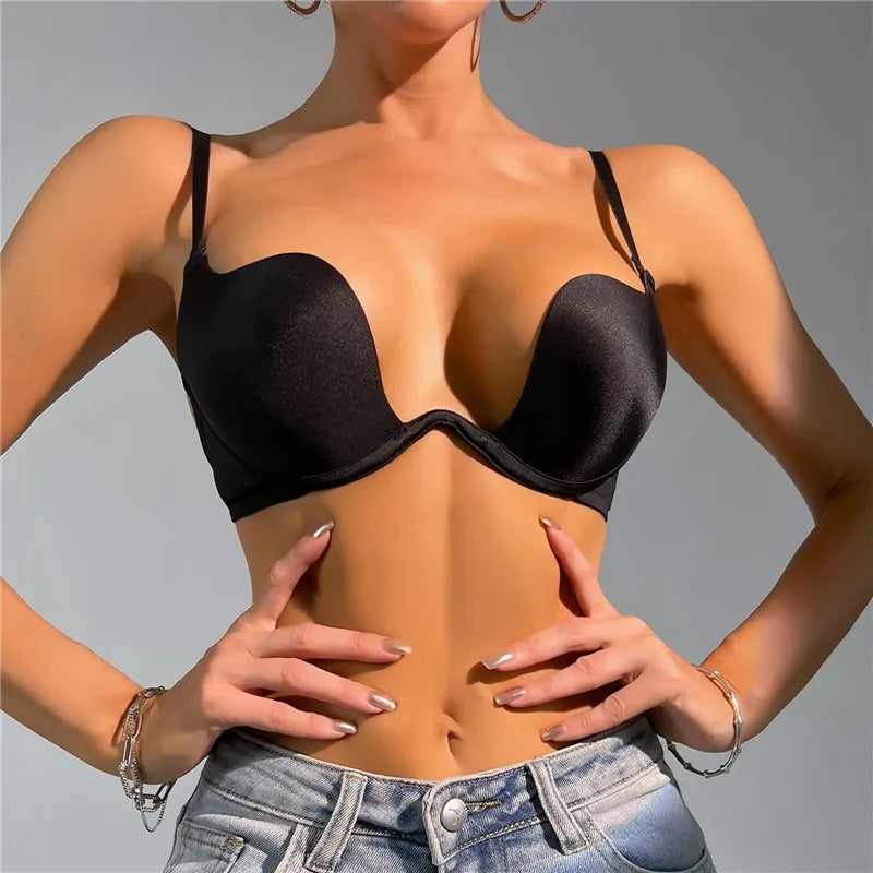 SexyStyle Women Seamless Bra Sexy U Backless Bras No Wire Push Up Underwear Girls Breathable Bras Female's Bra Breathable Gathered Bra - MiroleekNeto