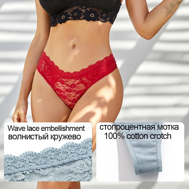 SexyStyle 3PCS/Set S-XL Women Cotton Panties G-string Sexy Woman's Underwear Girl Lace Lingerie Female Bikini Lady Thong Intimates - MiroleekNeto