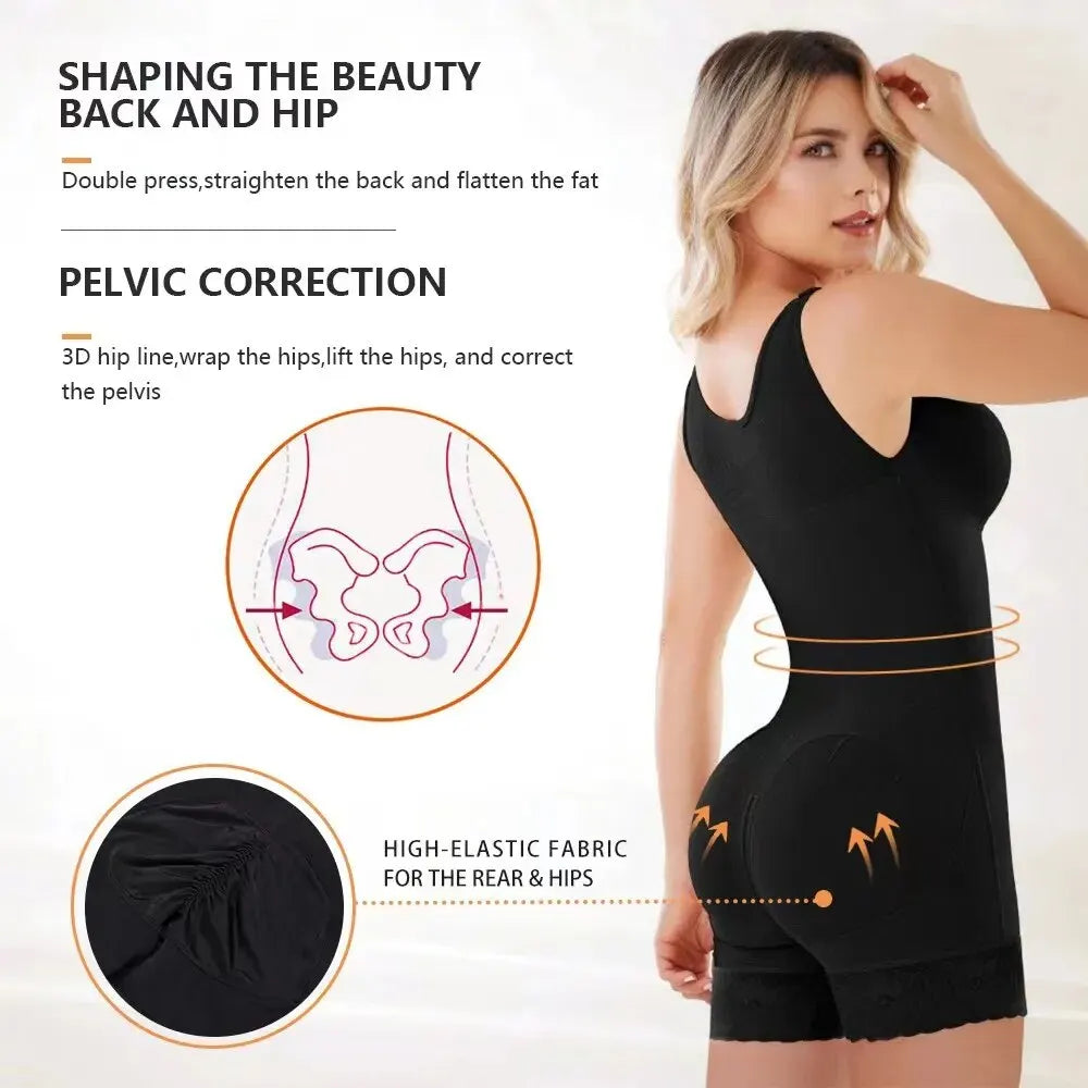 SexyStyle Women Bodysuit Shapewear Fajas High Compression Shorts Slimming Sexy Shaping Underwear Tummy Control Body Shaper with Buckle - MiroleekNeto