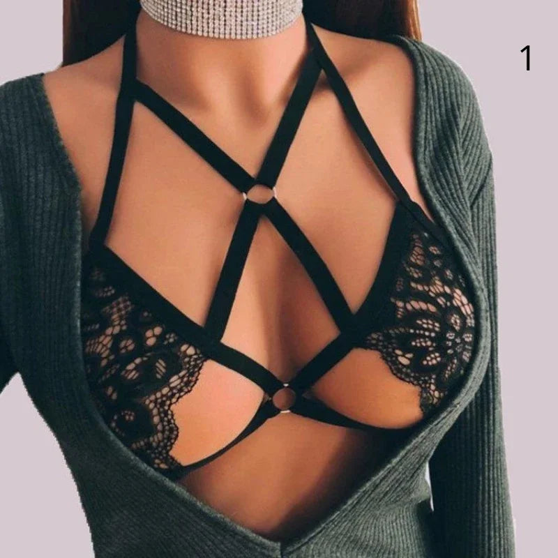 Sexystyle Lace Women's Bra Lingerie Fashion Push Up Female Bralette Top Adjustable No-Slip Female Bra Perspective Women Underwear - MiroleekNeto