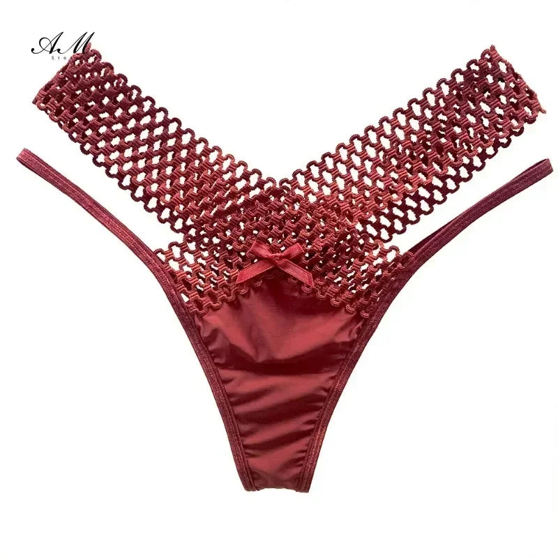 SexyStyle Women's Panties Cross Cut Ice Silk Thong Sports Fashion Perspective Low Waist Ribbons трусы женские sexy lingerie thongs