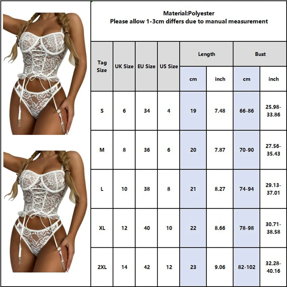 sexystyle Women's Sexy Lace Bra Thong Sets Lingerie Babydoll Nightwear Underwear Sleepwear Teddy Leotard Outfits Sets - MiroleekNeto