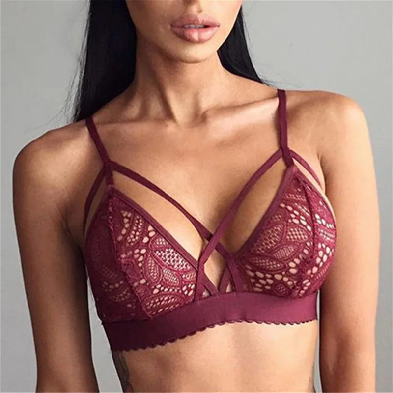 Sexystyle See Through Lace Mesh Unlined Bra Lace Bras Bralette Sexy Unpadded for Women - MiroleekNeto