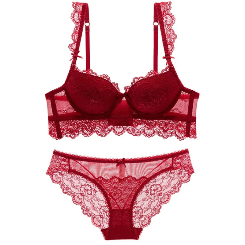 SexyStyle Women's Bra Set New French Women's Lingerie Sexy lace adjustable upper Push-up bra set - MiroleekNeto