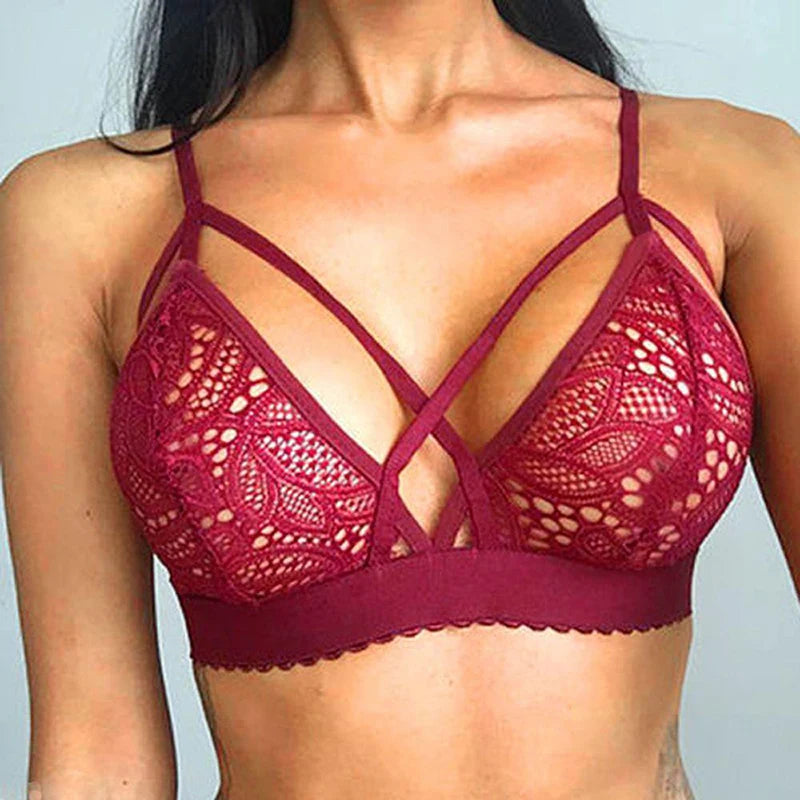 Sexystyle See Through Lace Mesh Unlined Bra Lace Bras Bralette Sexy Unpadded for Women - MiroleekNeto