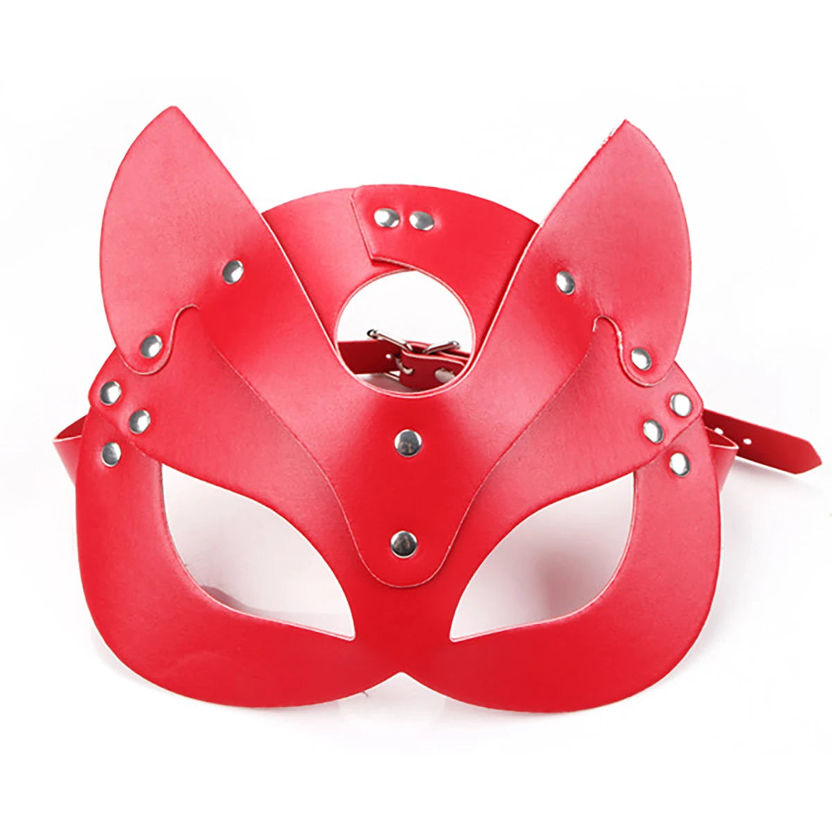 SEXYSTYLERed PU Leather Mask Half Eyes Fox Cosplay Face Cat Halloween Mask Party Adult Game Bdsm Women Man Cosplay Sex Toys Face - MiroleekNeto