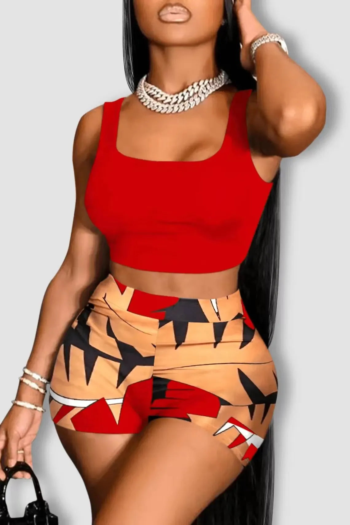 SexyStyle Summer Women Printed Tank Top Shorts Two-Piece Set Matching Sets Casual - MiroleekNeto